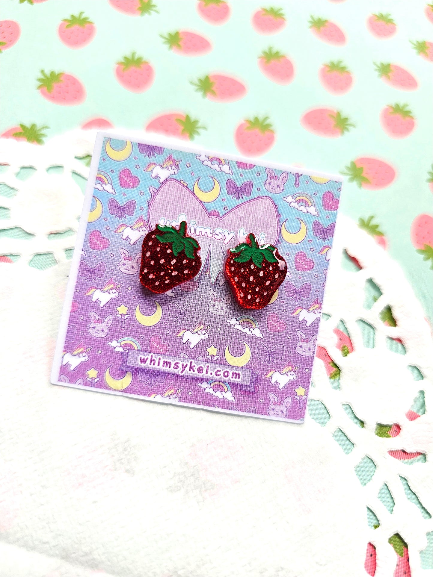 Red Strawberry Studs | Summer Earrings | Spring Earrings | Sweet Lolita Earrings | Red Berry Earrings