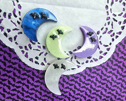 Halloween Moon Clip | Gothic Moon | Black Moon Hair Clip | Bat Hair Clip