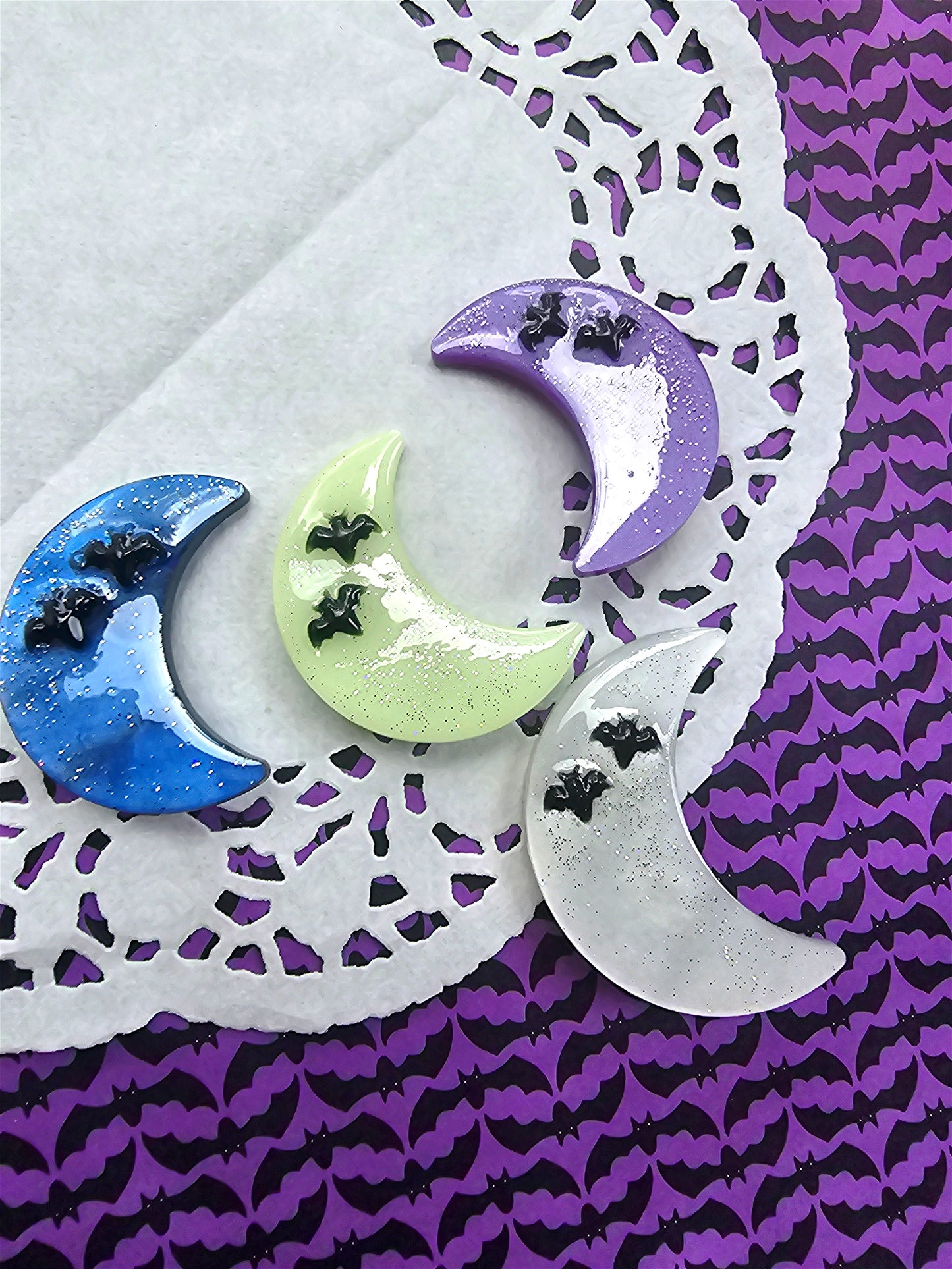 Halloween Moon Clip | Gothic Moon | Black Moon Hair Clip | Bat Hair Clip
