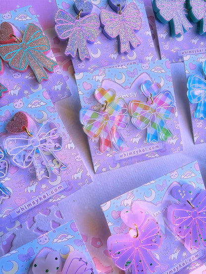 Easter Bow Earrings | Pink Earrings | Lolita Earrings | Statement Earrings | Cottage Core Earrings