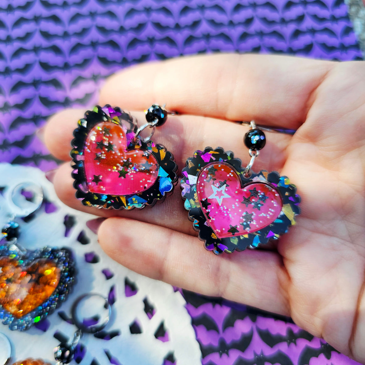 Halloween Heart Earrings | Goth Earrings | Gothic Lolita Earrings