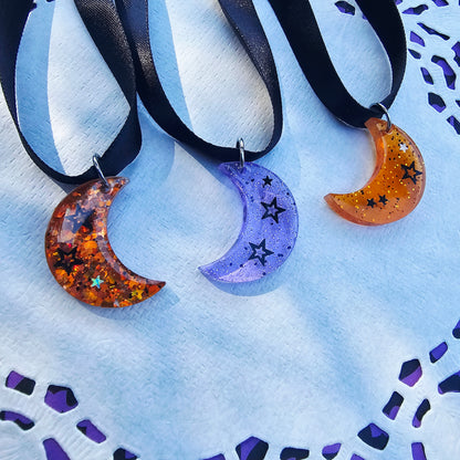 Halloween Moon Choker | Black Ribbon | Halloween Choker | Goth Choker | Black Choker