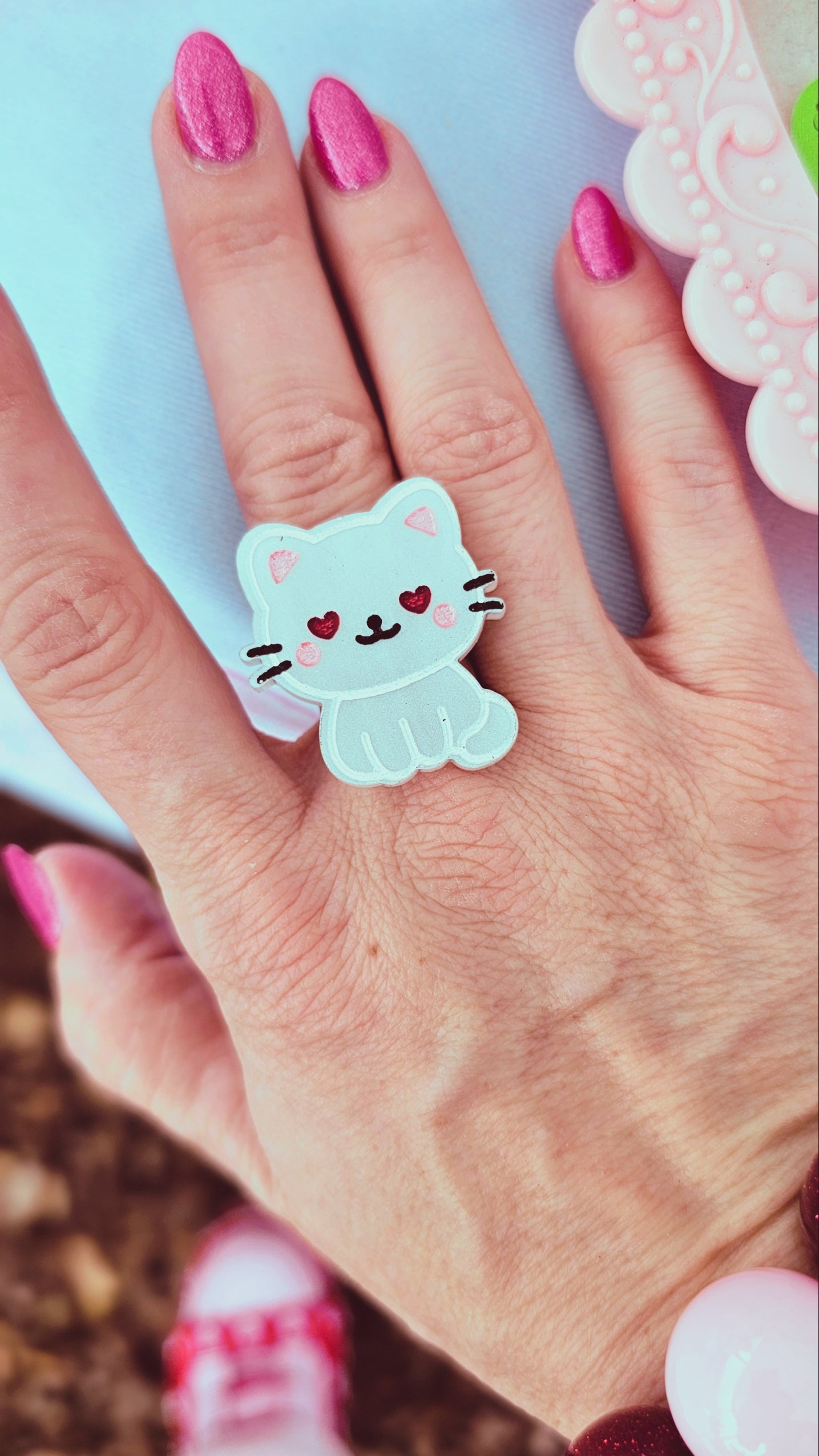 White Cat Ring | Valentines Kitten Ring | White Kitty Ring | Cute Cat Ring | Cute Valentines