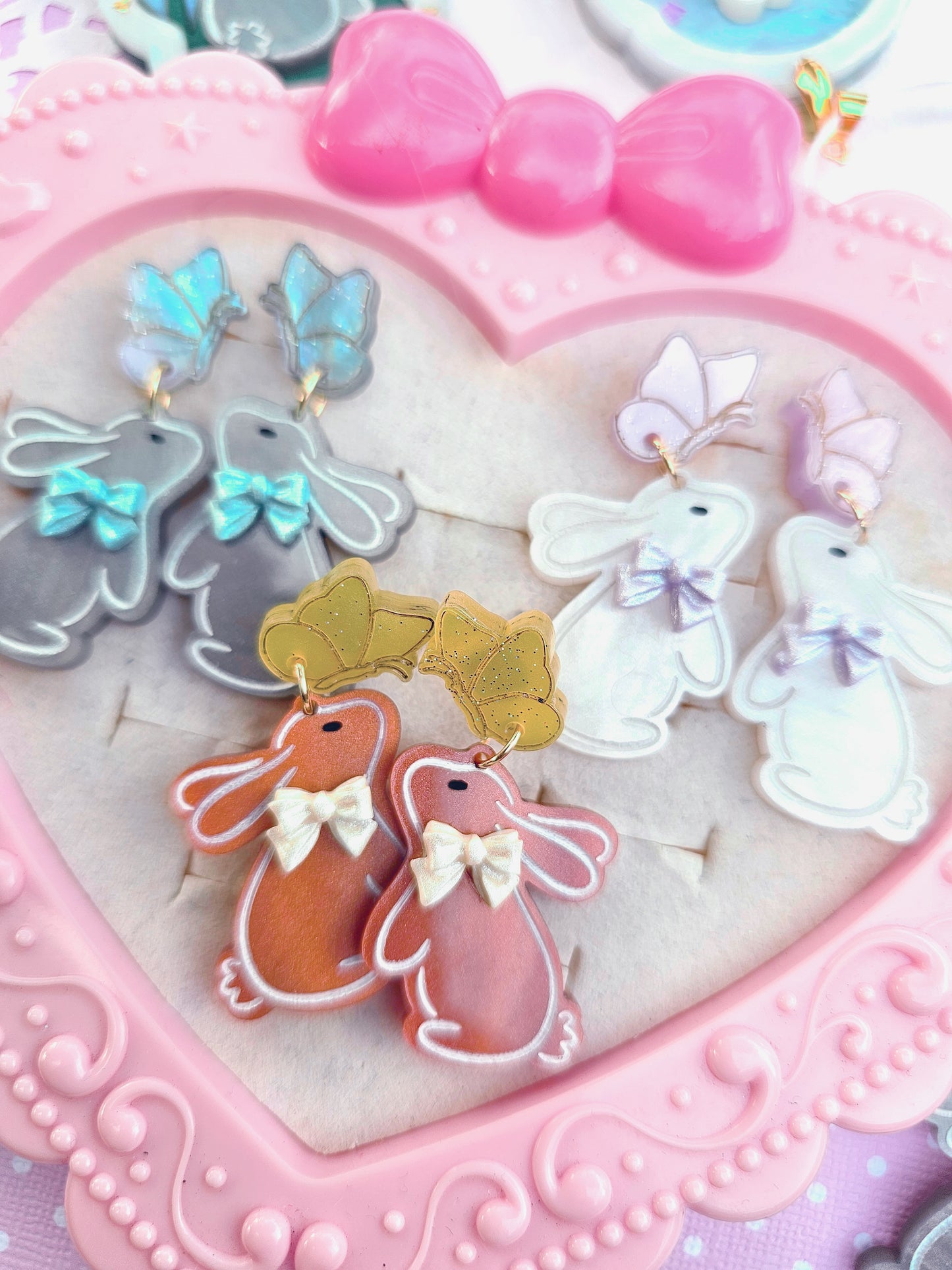 Easter Bunny Earrings | Rabbit Earrings | Butterfly Earrings | Brown Bunny | Easter Earrings