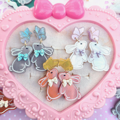 Easter Bunny Earrings | Rabbit Earrings | Butterfly Earrings | Brown Bunny | Easter Earrings