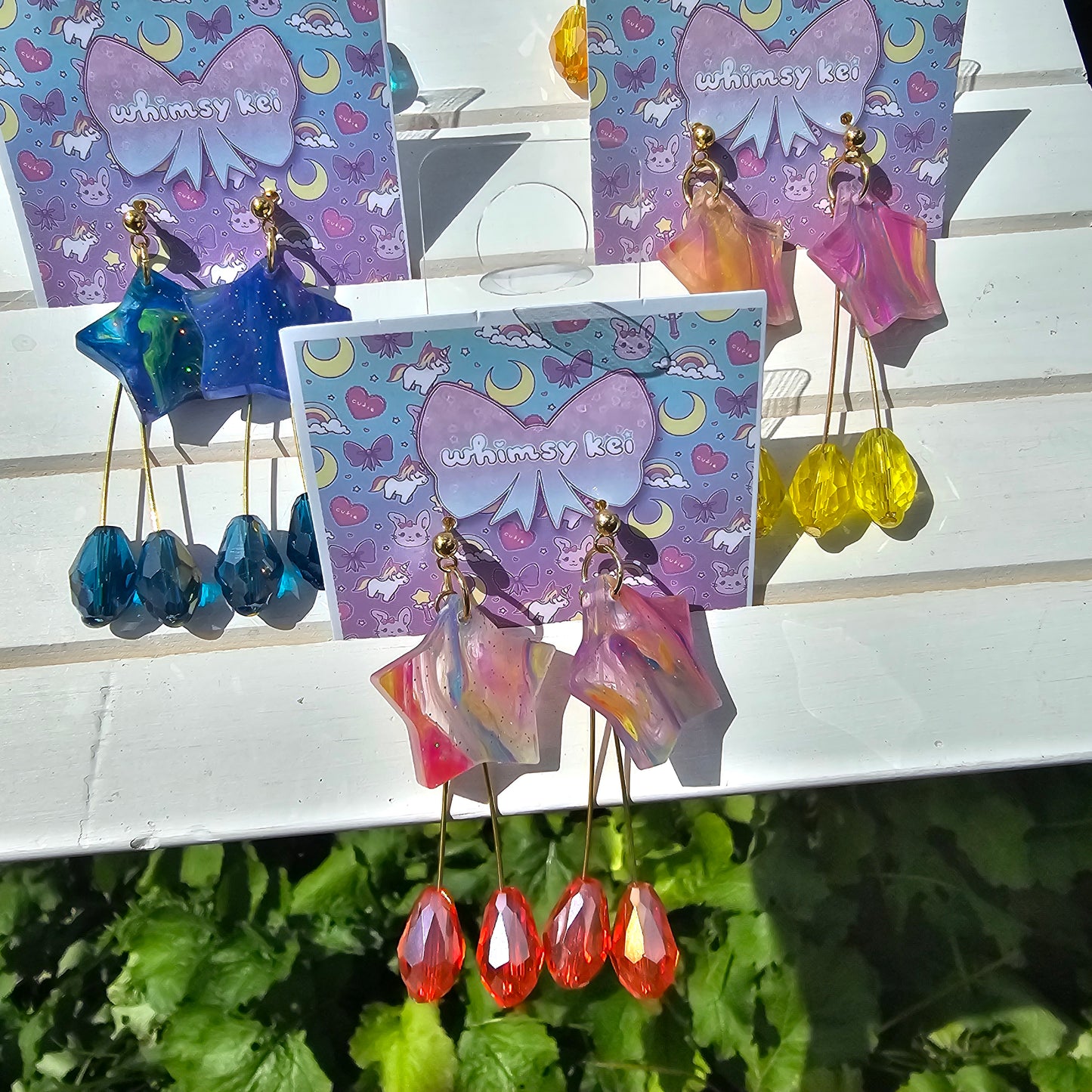 Marble Star Earrings | Mahou Kei Earrings | Fairy Kei | Star Stud Earrings | Pastel Earrings