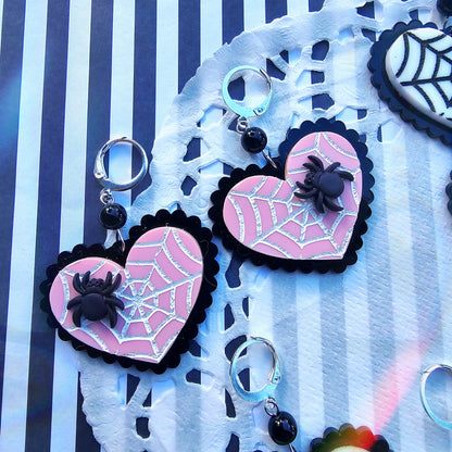 Elegant Spiderweb Earrings | Halloween Earrings | Heart Earrings | Spider Earrings | Pastel Halloween