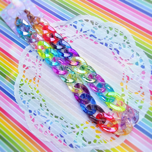 Rainbow Necklace | Rainbow Loop Chain | Kidcore Chain | Chunky Necklace