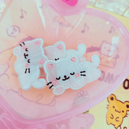 Cat Hair Clip | White Kitty Clip | Valentines Cat Clip | Cute Cat | Kawaii Kitty Hair Clip