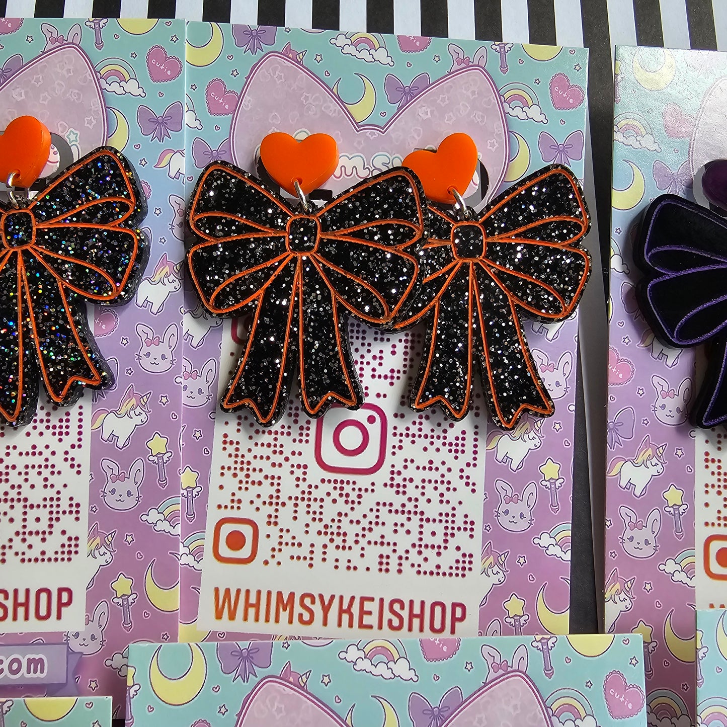 Halloween Bow Earrings | Halloween Earrings | Lolita Earrings | Statement Earrings | Gothic Earrings