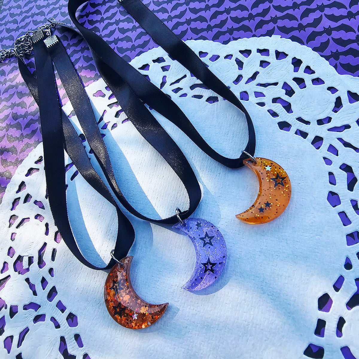 Halloween Moon Choker | Black Ribbon | Halloween Choker | Goth Choker | Black Choker