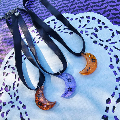 Halloween Moon Choker | Black Ribbon | Halloween Choker | Goth Choker | Black Choker