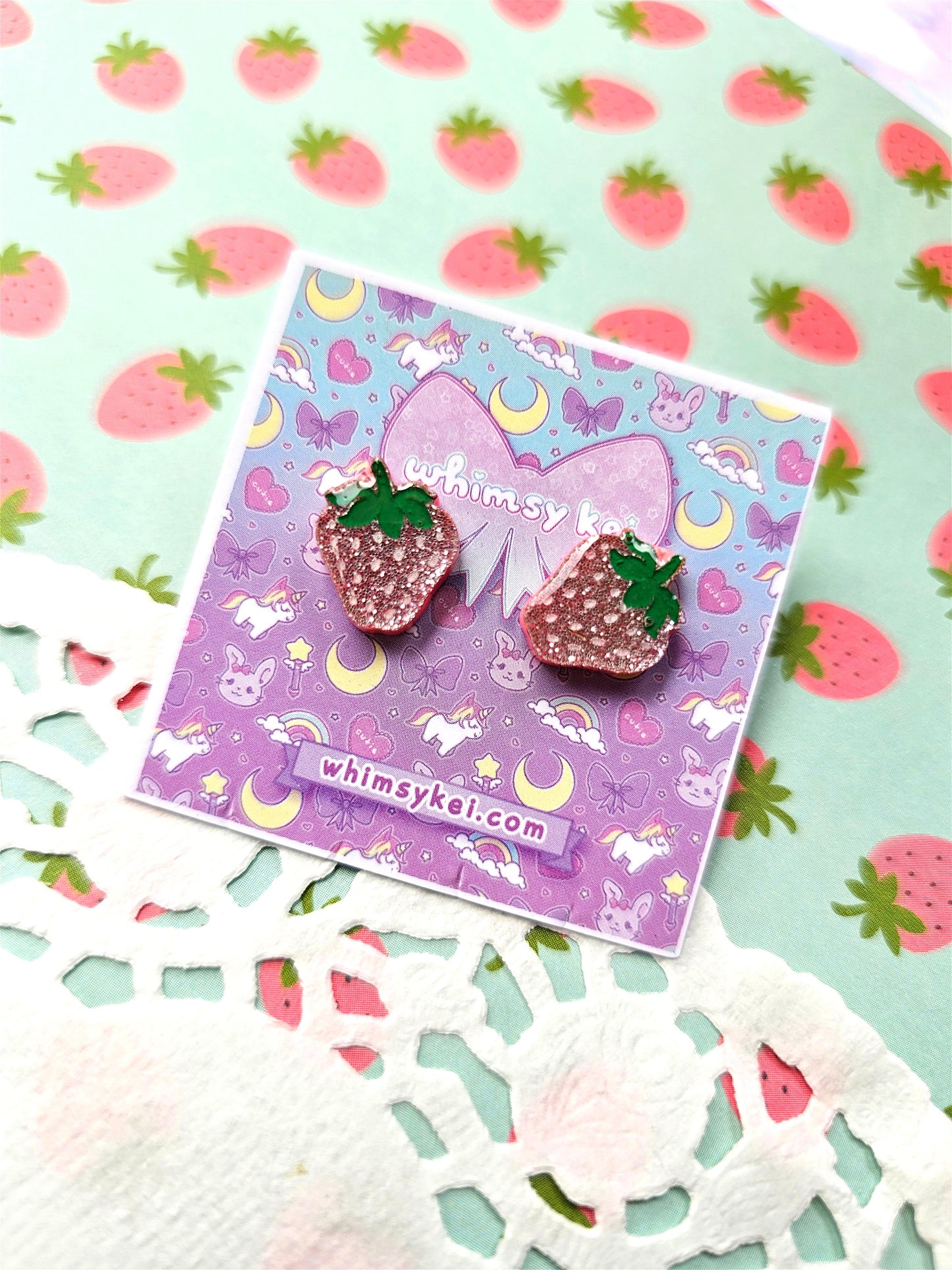 Pink Strawberry Studs | Summer Earrings | Spring Earrings | Sweet Lolita Earrings | Pink Berry Earrings
