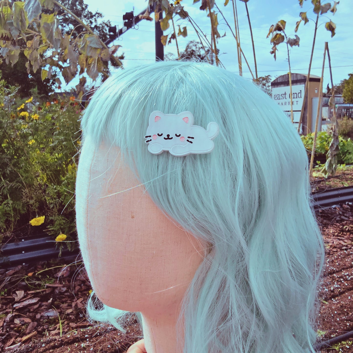 Cat Hair Clip | White Kitty Clip | Valentines Cat Clip | Cute Cat | Kawaii Kitty Hair Clip
