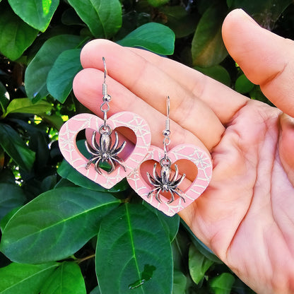 Heart Spiderweb Earrings | Halloween Earrings | Heart Earrings | Spider Earrings | Pastel Halloween