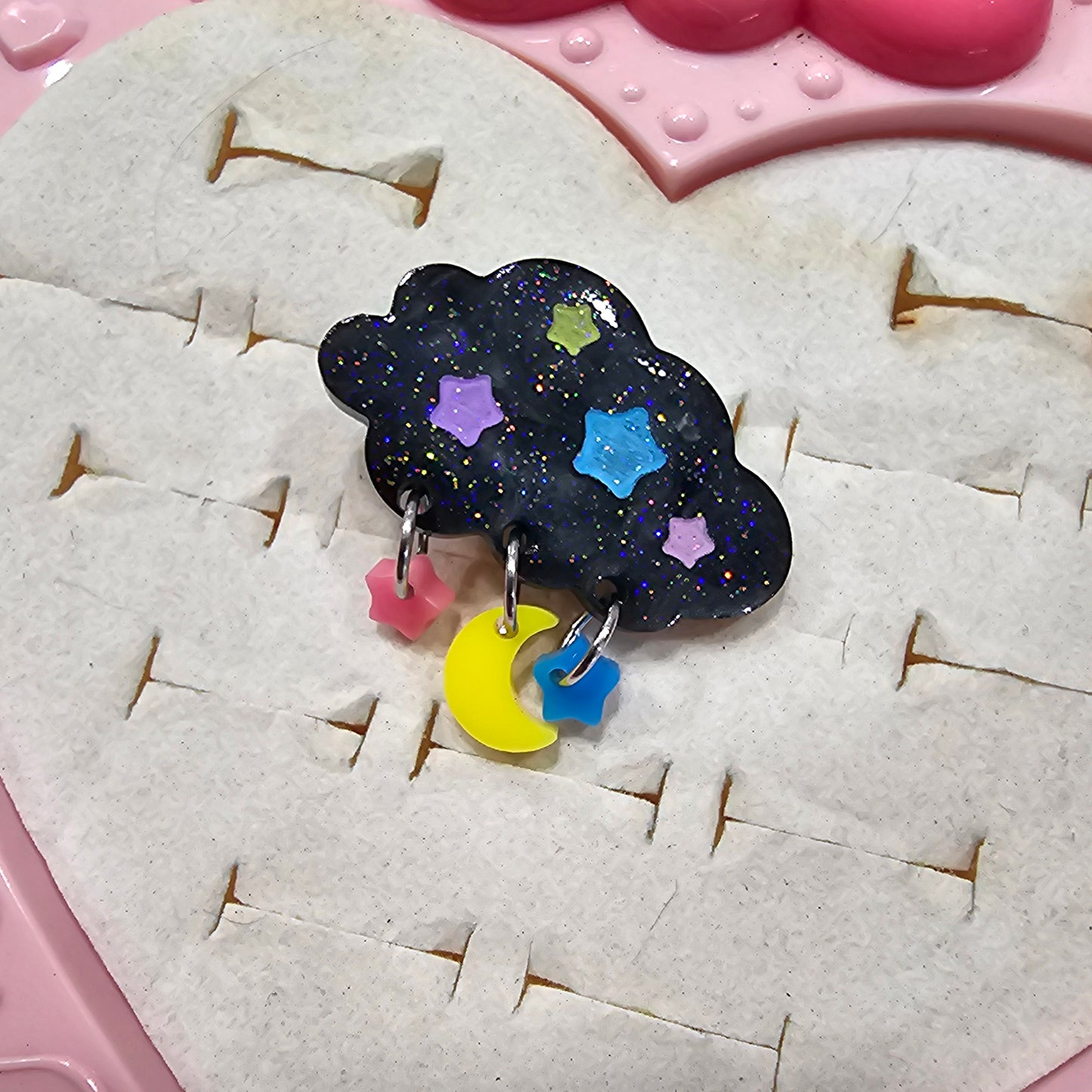 Black Sweet Dreams Hair Clip | Sparkly Black Cloud Clip | Dark Pastel Star Clip | Dark Sweet Lolita Clip | Cloud Barrette