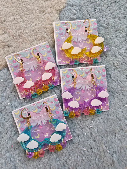 Mini Jelly Moon Earrings | Pastel Moon | Fairy Kei Moon | Decora Kei Earrings | Sweet Lolita Earrings | Pastel Sky | Dreamy Sky