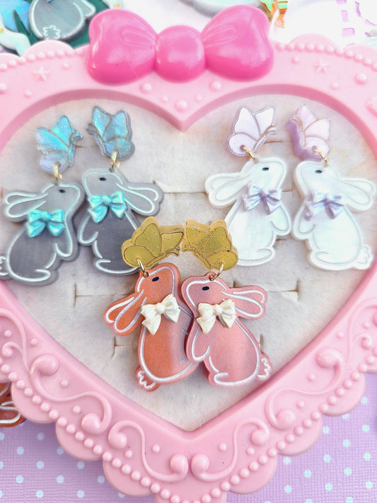 Easter Bunny Earrings | Rabbit Earrings | Butterfly Earrings | Brown Bunny | Easter Earrings