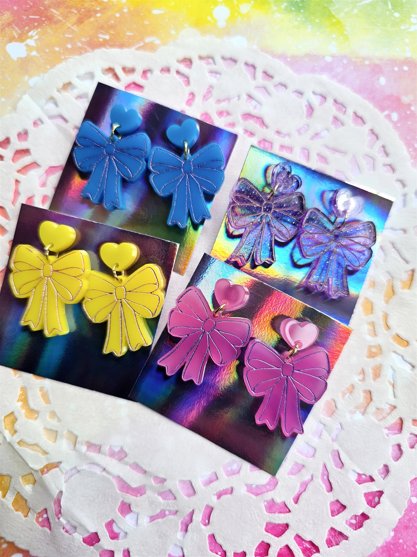 Summer Bow Earrings | Pink Earrings | Lolita Earrings | Statement Earrings | Neon Earrings