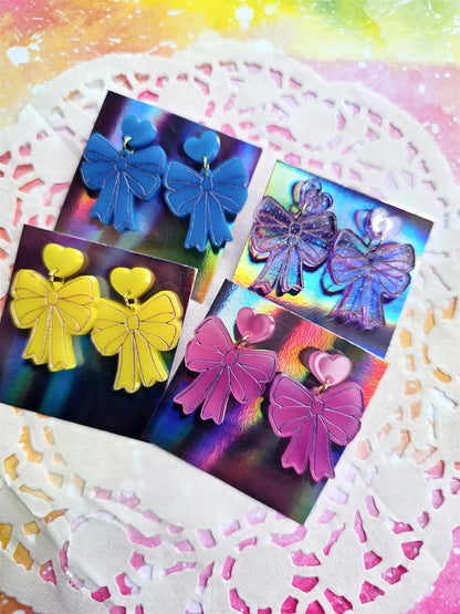 Summer Bow Earrings | Pink Earrings | Lolita Earrings | Statement Earrings | Neon Earrings