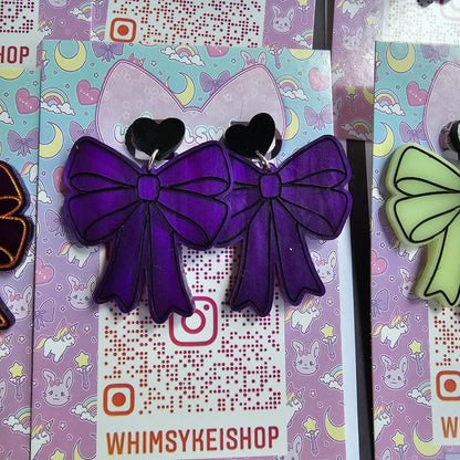 Halloween Bow Earrings | Halloween Earrings | Lolita Earrings | Statement Earrings | Gothic Earrings