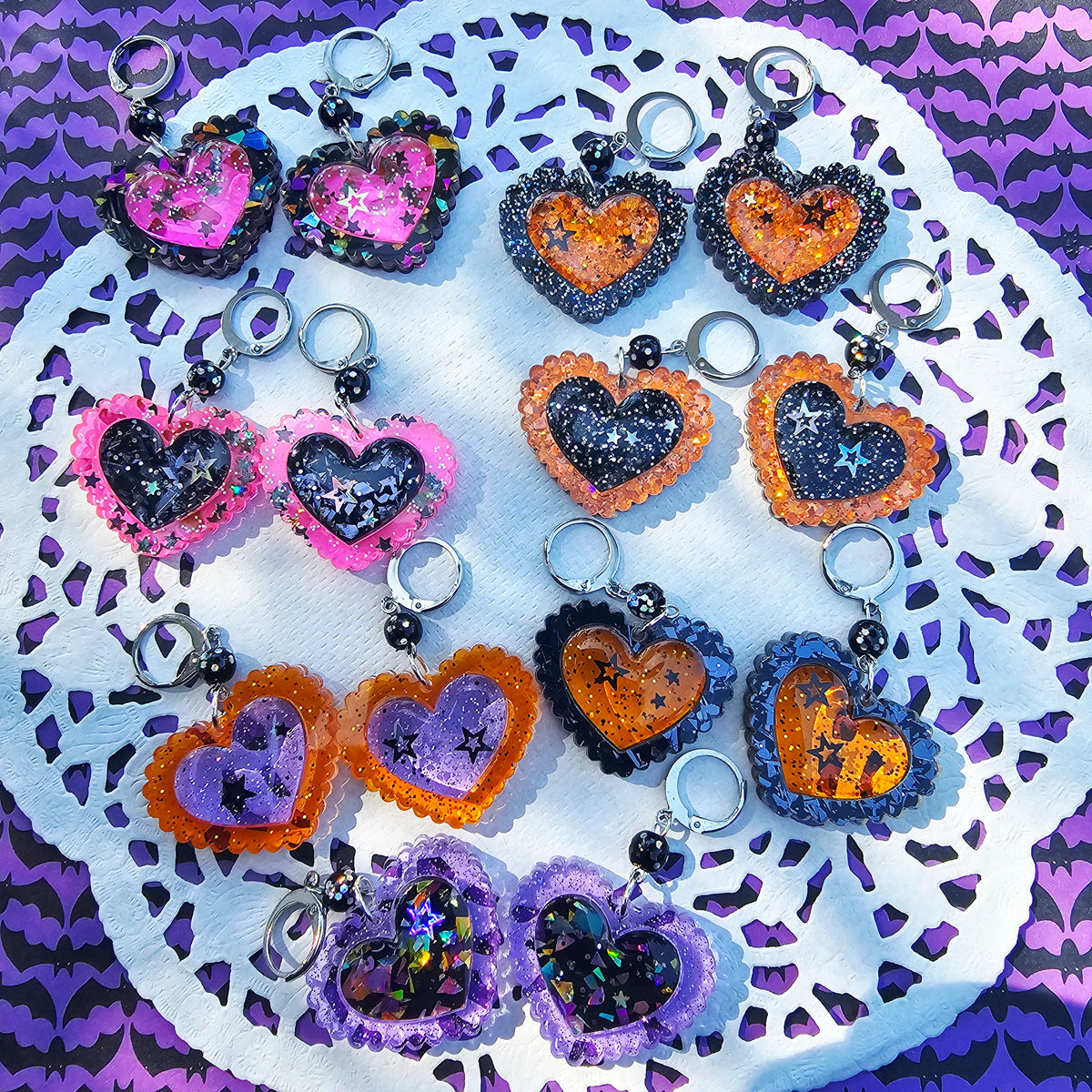 Halloween Heart Earrings | Goth Earrings | Gothic Lolita Earrings