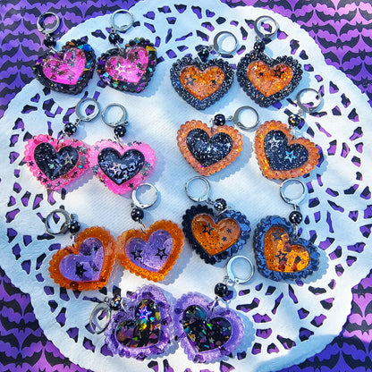 Halloween Heart Earrings | Goth Earrings | Gothic Lolita Earrings