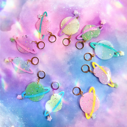 Pastel Planet Earrings | Uchuu Kei Earrings | Fairy Kei | Pastel Earrings |
