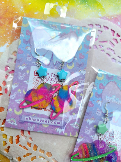 Marble Planet Earrings | Uchuu Kei Earrings | Fairy Kei | Pastel Earrings | Decora Kei Earrings