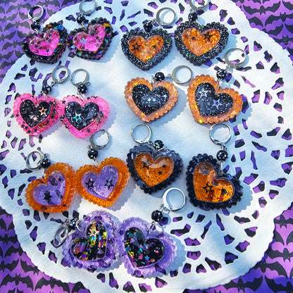 Halloween Heart Earrings | Goth Earrings | Gothic Lolita Earrings