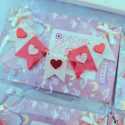 Valentines Banner Necklace | Love Core Necklace | Red and Pink Necklace | Heart Necklace