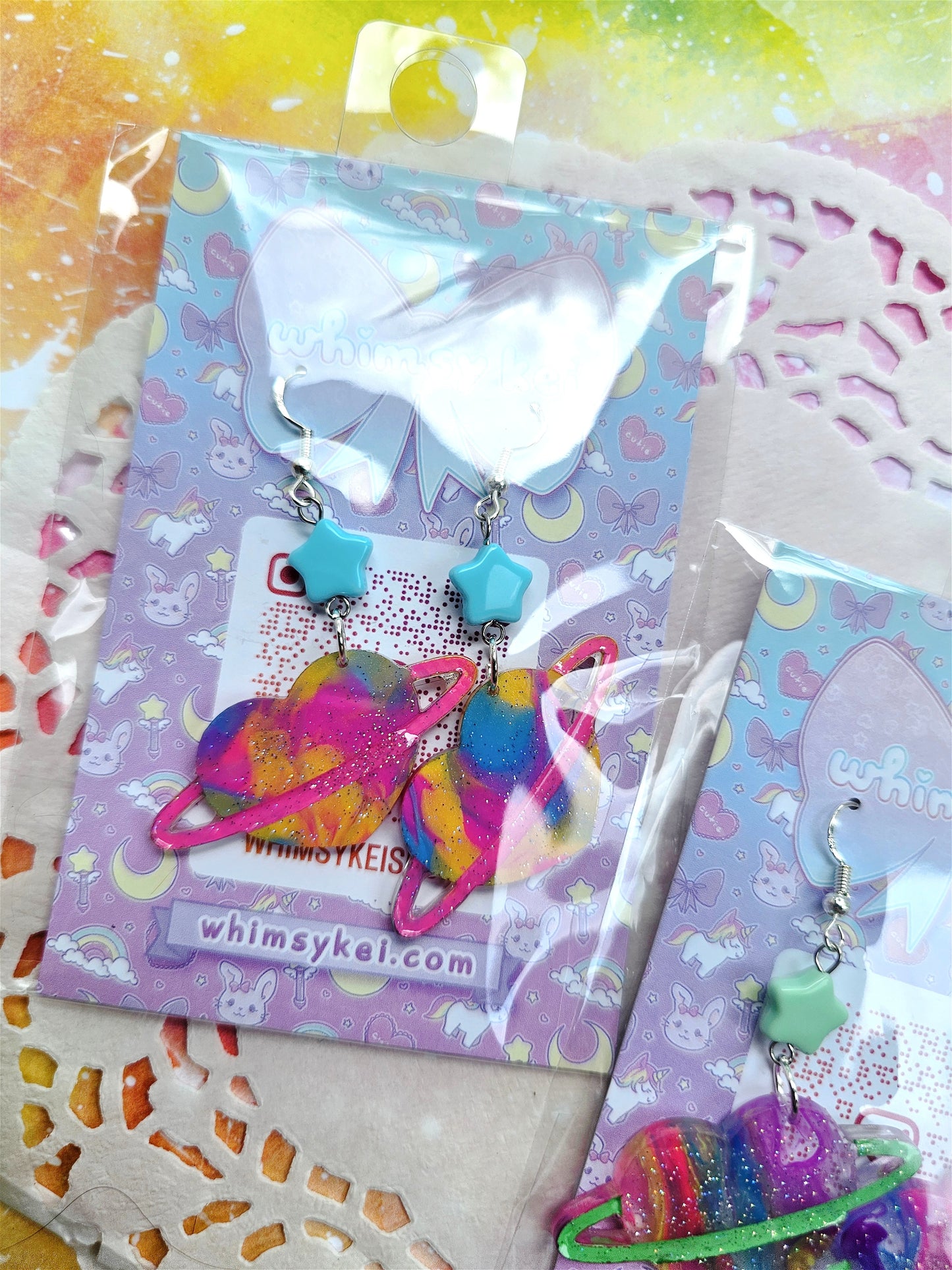 Marble Planet Earrings | Uchuu Kei Earrings | Fairy Kei | Pastel Earrings | Decora Kei Earrings