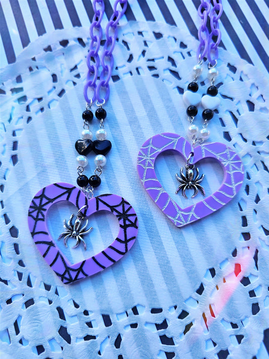 Spiderweb Heart Necklace | Halloween Necklace | Heart Necklace | Spider Necklace | Pastel Halloween