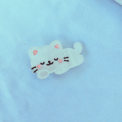 Cat Hair Clip | White Kitty Clip | Valentines Cat Clip | Cute Cat | Kawaii Kitty Hair Clip