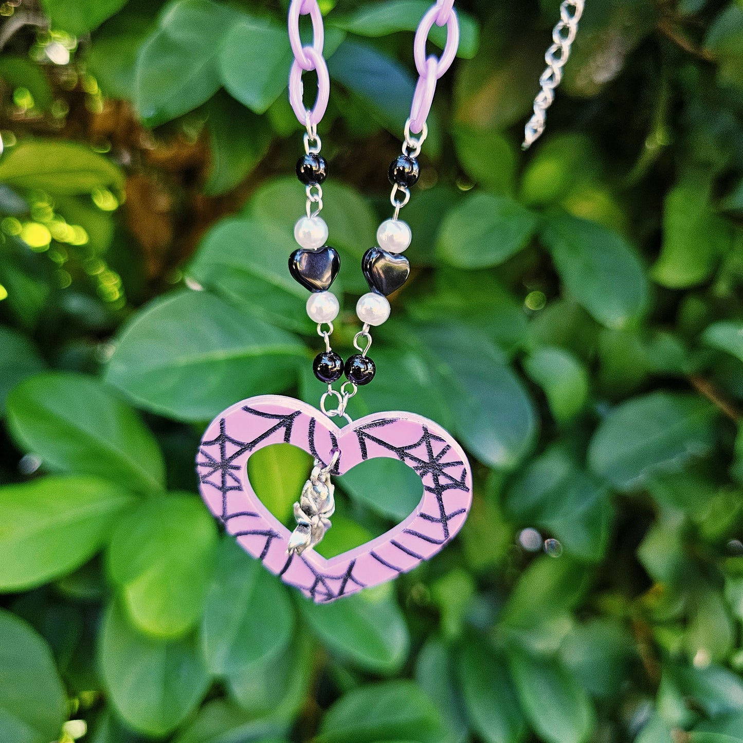 Spiderweb Heart Necklace | Halloween Necklace | Heart Necklace | Spider Necklace | Pastel Halloween