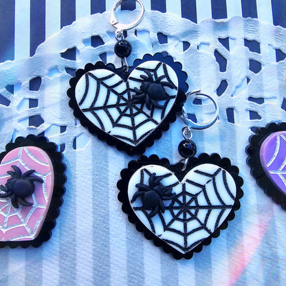 Elegant Spiderweb Earrings | Halloween Earrings | Heart Earrings | Spider Earrings | Pastel Halloween