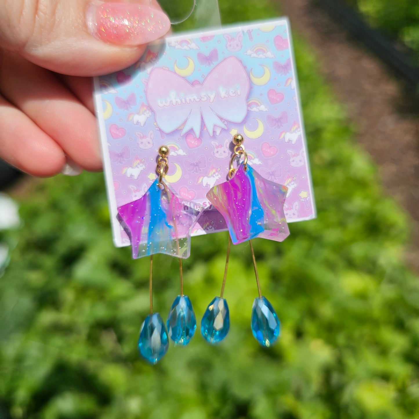 Marble Star Earrings | Mahou Kei Earrings | Fairy Kei | Star Stud Earrings | Pastel Earrings