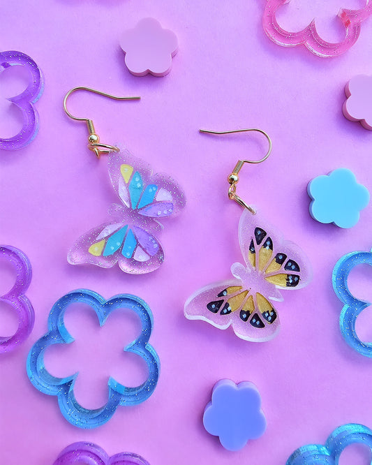 Sparkly Butterfly Earrings | Clear Butterfly Earrings | Summer Earrings | Cottage Core Earrings | Spring Earrings