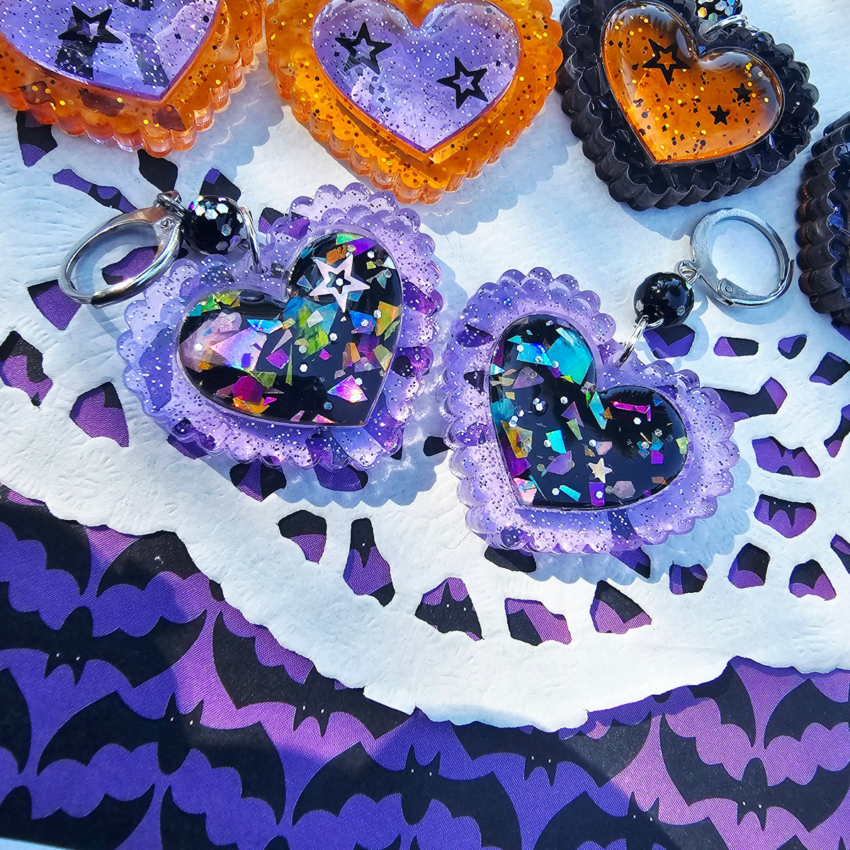 Halloween Heart Earrings | Goth Earrings | Gothic Lolita Earrings