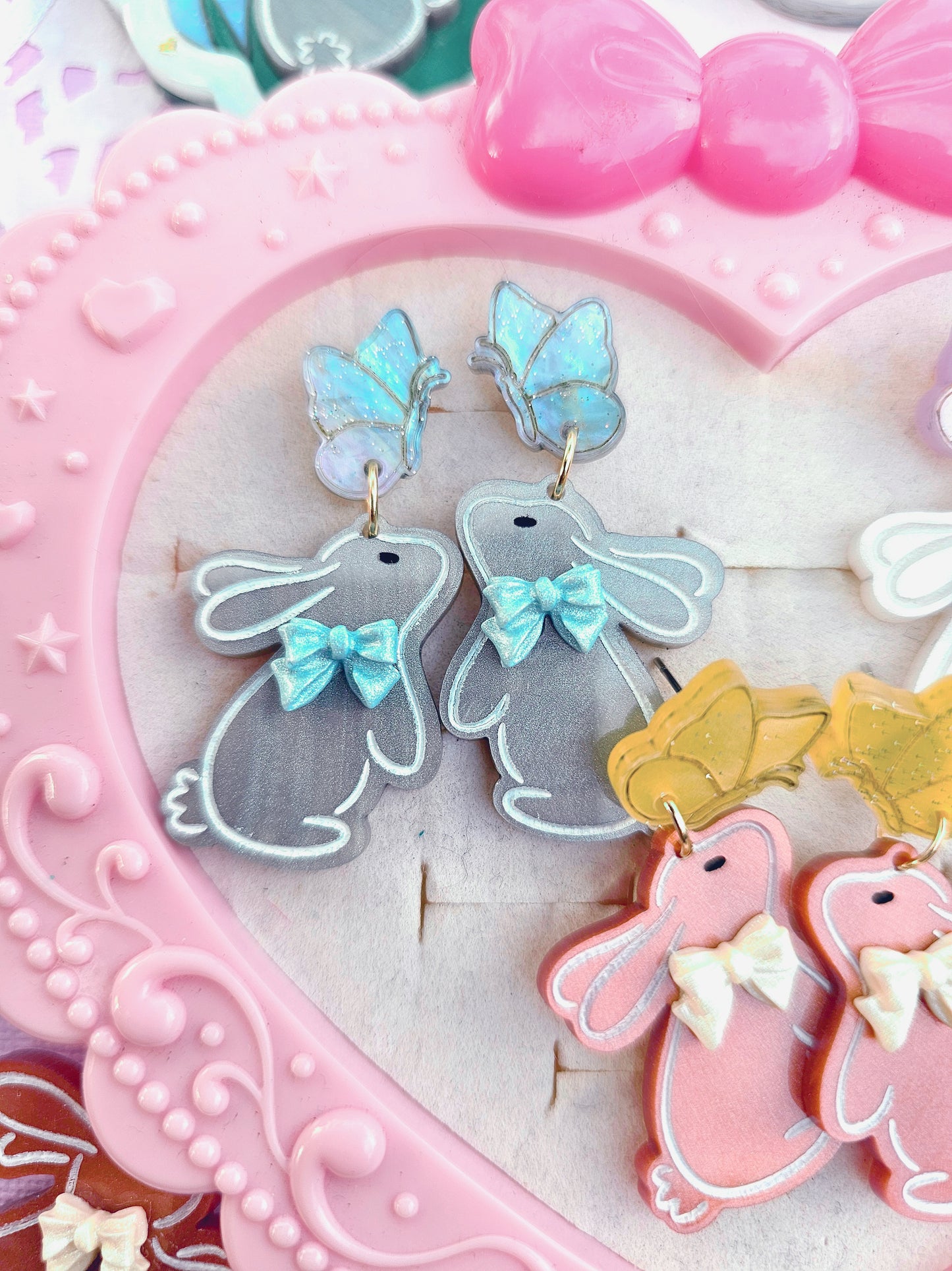 Easter Bunny Earrings | Rabbit Earrings | Butterfly Earrings | Brown Bunny | Easter Earrings