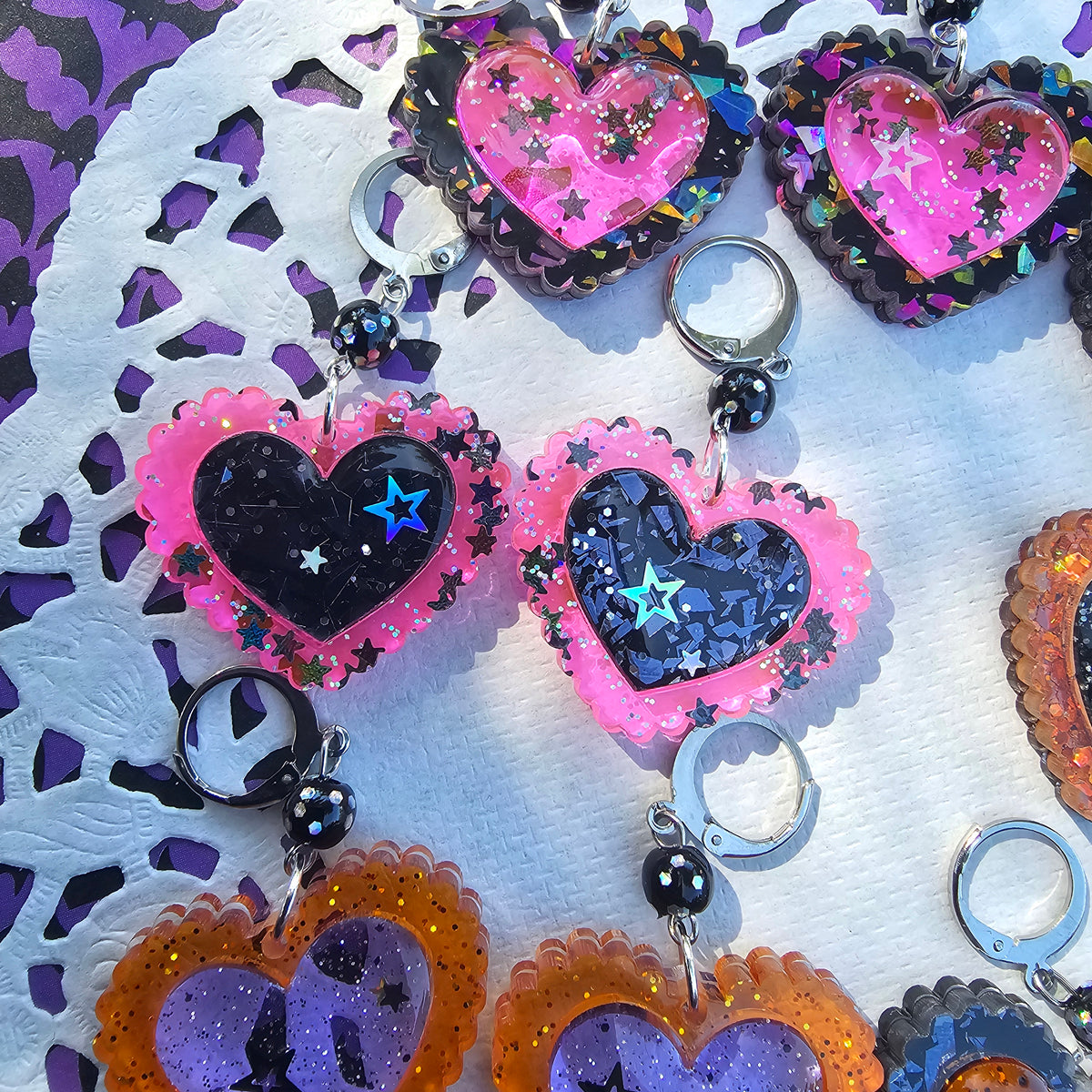 Halloween Heart Earrings | Goth Earrings | Gothic Lolita Earrings
