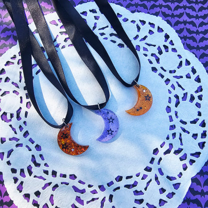 Halloween Moon Choker | Black Ribbon | Halloween Choker | Goth Choker | Black Choker