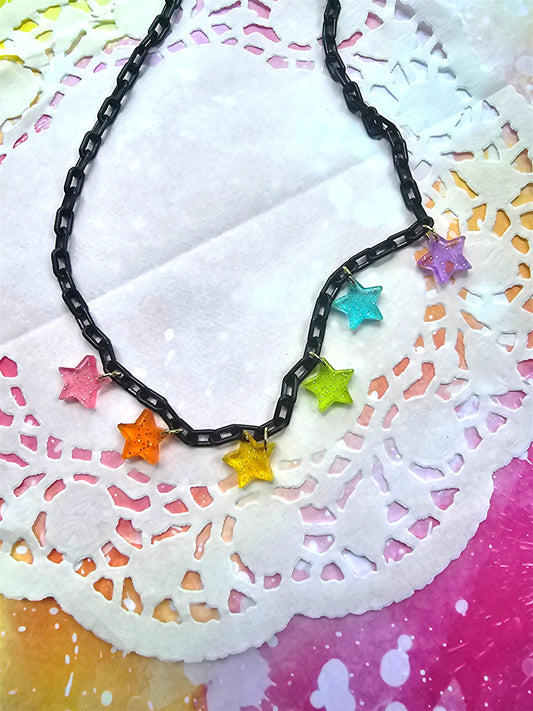 Rainbow Star Choker | Decora Kei Necklace | Rainbow Choker