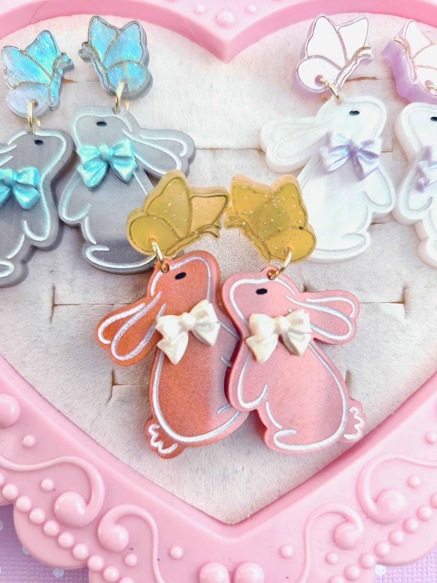 Easter Bunny Earrings | Rabbit Earrings | Butterfly Earrings | Brown Bunny | Easter Earrings