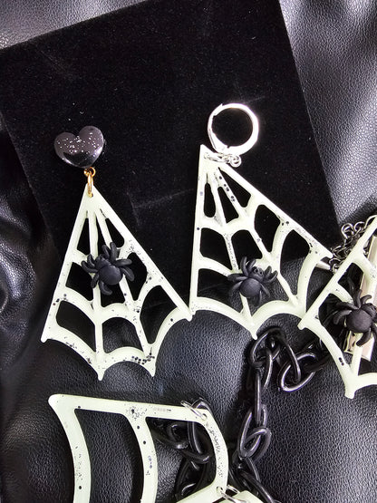 Giant Spiderweb Earrings | Large Web Earrings | Halloween Earrings | Dangling Spiderweb | Spider Earrings | Gothic Lolita Earrings