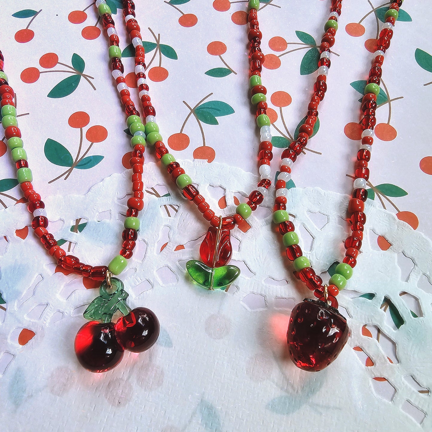 Cherry Kandi Choker | Strawberry Choker | Red Choker | Tulip Choker