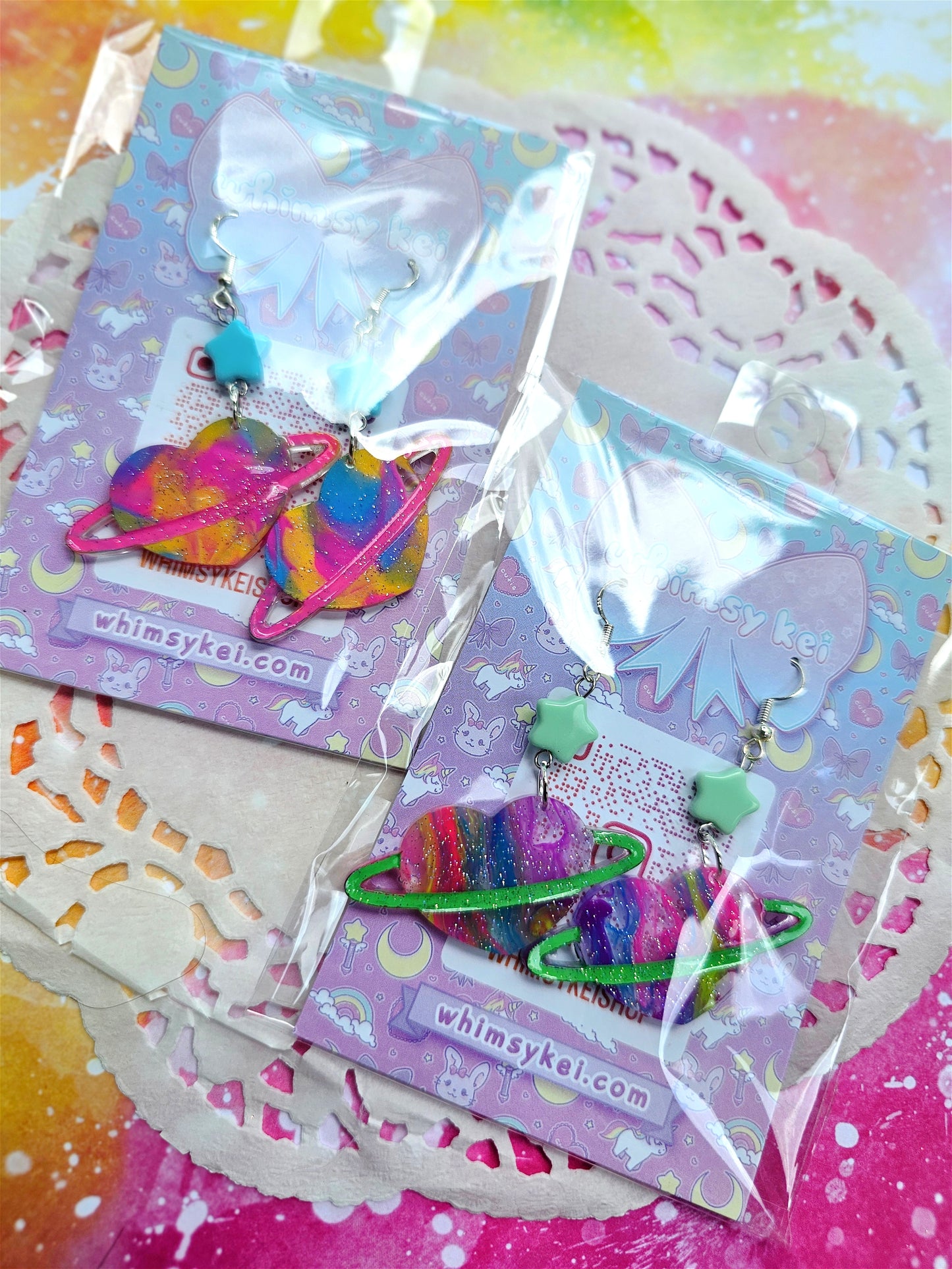 Marble Planet Earrings | Uchuu Kei Earrings | Fairy Kei | Pastel Earrings | Decora Kei Earrings