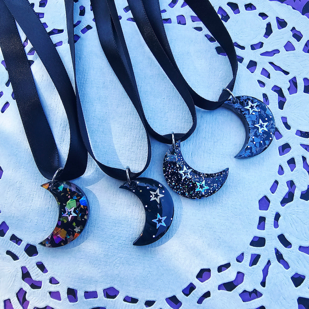 Black Moon Choker | Black Ribbon | Halloween Choker | Goth Choker | Black Choker