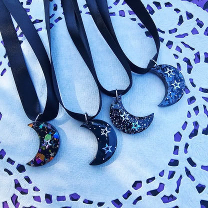 Black Moon Choker | Black Ribbon | Halloween Choker | Goth Choker | Black Choker