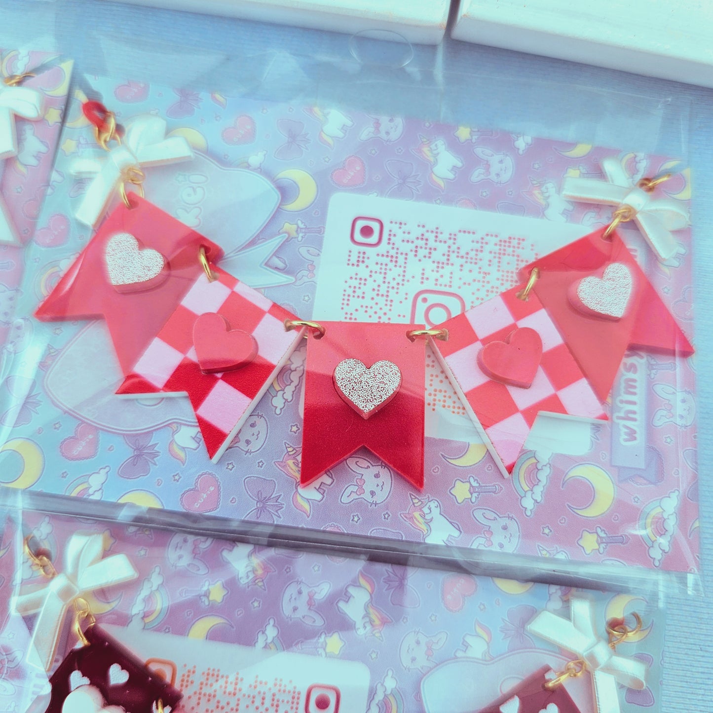 Valentines Banner Necklace | Love Core Necklace | Red and Pink Necklace | Heart Necklace